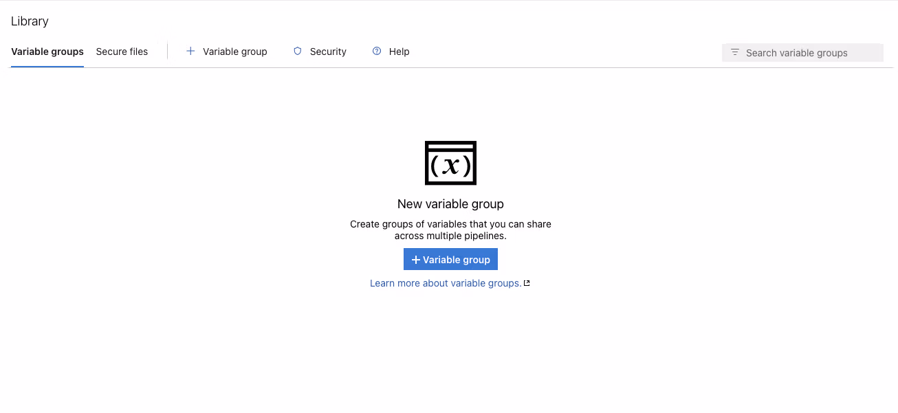 Variable group settings page